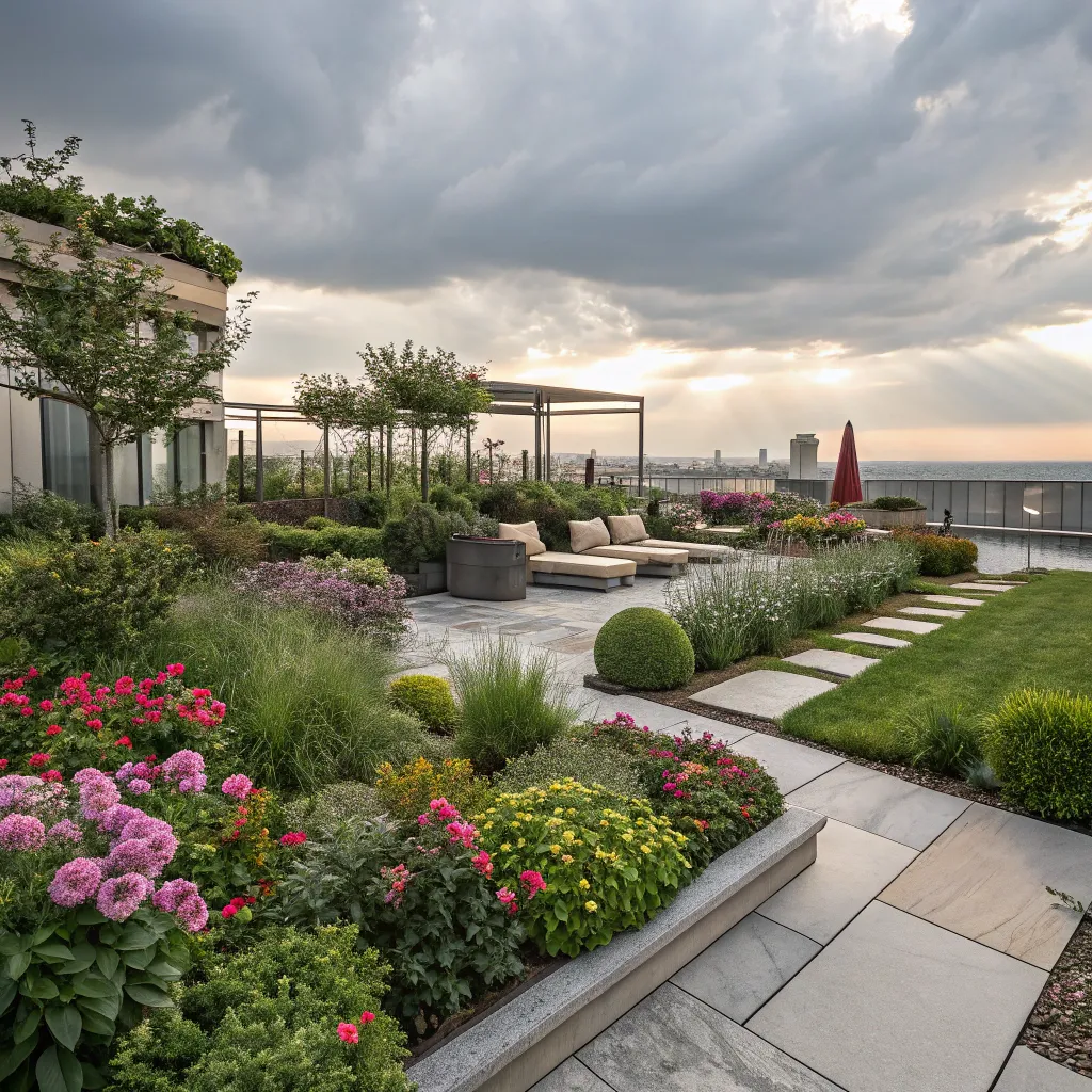 A beautifully designed rooftop garden